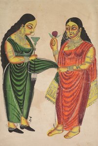 Sirvienta llevando una hookah a una dama recto, Krishna pesado contra objetos preciosos verso, 180 de Unbekannt