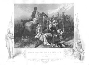 Mayor General Robert Henry Sale herido mortalmente en Moodkee Mudkhi, 1845 de Unbekannt