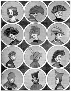 Tocados masculinos, siglo XIV, 1910 de Unbekannt