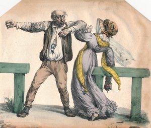 Hombre atacando a una mujer, 1855