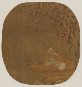 Hombre pescando desde un bote bajo un árbol, posiblemente dinastía Ming, 1368-1644