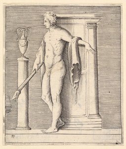 Hombre con antorcha en la puerta del templo, publicado ca. 1599-1622