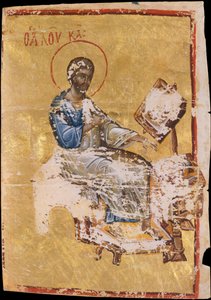 Iluminación de manuscrito con el evangelista Lucas, Bizantino, finales del siglo XIII-principios del siglo XIV de Unbekannt