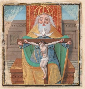 Iluminación de manuscrito con la Trinidad, de un Libro de Horas, finales del siglo XV de Unbekannt