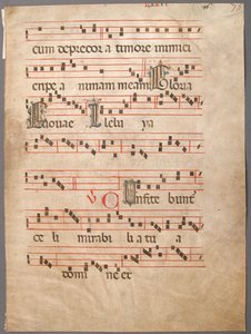 Hoja de manuscrito, de un gradual, italiano, primera mitad del siglo XIV de Unbekannt