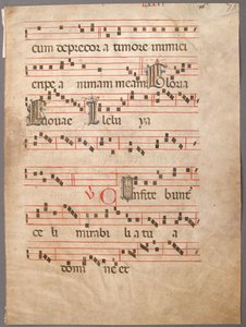 Hoja de manuscrito, de un gradual, primera mitad del siglo XIV de Unbekannt