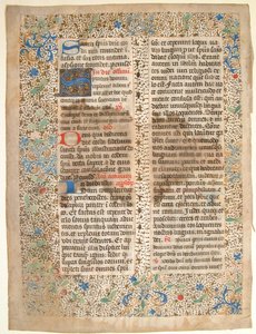 Hoja de manuscrito de un misal, francés, mediados del siglo XV