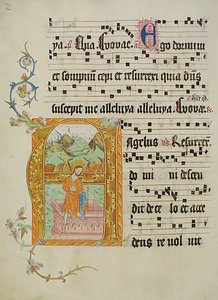 Hoja de manuscrito con inicial A, de un gradual, alemán, segundo cuarto del siglo XV de Unbekannt