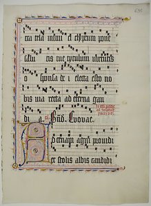 Hoja de manuscrito con inicial A, de un antifonario, alemán, segundo cuarto del siglo XV de Unbekannt