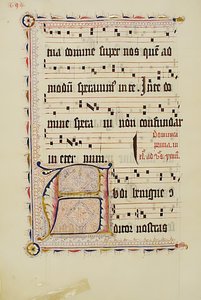 Hoja de manuscrito con inicial A, de un antifonario, alemán, segundo cuarto del siglo XV de Unbekannt