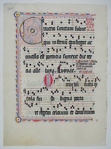 Hoja de manuscrito con inicial C, de un antifonario, alemán, segundo cuarto del siglo XV de Unbekannt