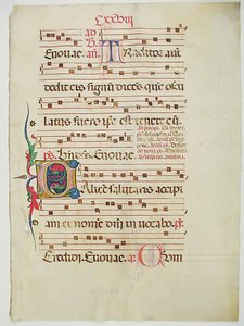 Hoja de manuscrito con inicial C, de un antifonario, italiano, siglo XV de Unbekannt