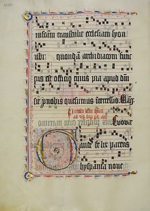 Hoja de Manuscrito con Inicial G, de un Antifonario, Alemán, segundo cuarto del siglo XV de Unbekannt