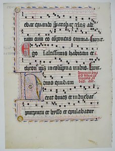 Hoja de manuscrito con inicial H, de un antifonario, alemán, segundo cuarto del siglo XV de Unbekannt