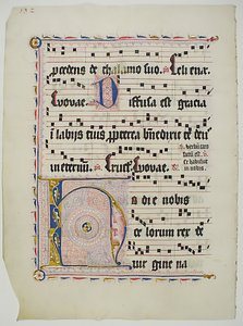 Hoja de manuscrito con inicial H, de un antifonario, alemán, segundo cuarto del siglo XV de Unbekannt