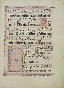Hoja de manuscrito con inicial H, de un antifonario, alemán, segundo cuarto del siglo XV de Unbekannt