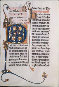 Hoja de manuscrito con inicial M, de un misal, francés, ca. 1290 de Unbekannt
