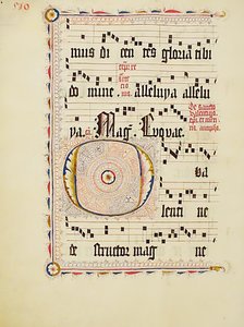Hoja de manuscrito con Inicial O, de un Antifonario, alemán, segundo cuarto del siglo XV de Unbekannt