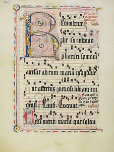 Hoja de Manuscrito con Inicial R, de un Antifonario de Unbekannt