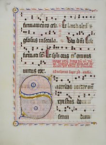 Hoja de manuscrito con inicial S, de un antifonario, alemán, segundo cuarto del siglo XV de Unbekannt