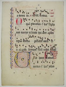 Hoja de manuscrito con inicial V, de un antifonario, alemán, segundo cuarto del siglo XV de Unbekannt