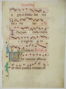 Hoja de manuscrito con inicial V, de un antifonario, italiano, siglo XV de Unbekannt