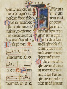 Hoja de manuscrito con el Rey David en una inicial I, de un Salterio, principios del siglo XV de Unbekannt