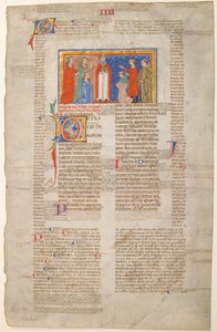 Hoja de manuscrito con escena de matrimonio, de las Decretales de Gregorio IX, italiano, ca. 1300 de Unbekannt
