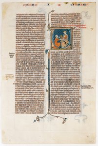 Hoja de Manuscrito con la Apertura del Libro de Nehemías, de una Biblia, ca. 1280-1300