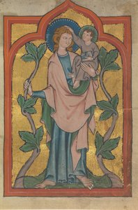 Hoja de manuscrito con San Cristóbal llevando a Cristo, alemán o suizo, principios del siglo XIV de Unbekannt