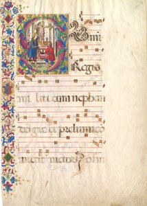 Hoja de manuscrito con San Juan Gualberto en una inicial S, de un antifonario, principios del siglo XVI de Unbekannt