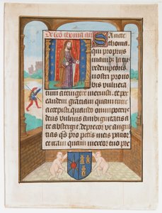 Hoja de manuscrito con San Tomás, de un libro de horas, ca. 1500 de Unbekannt