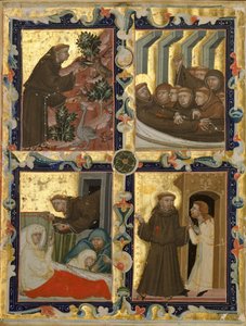 Hoja de Manuscrito con Escenas de la Vida de San Francisco de Asís, italiano, ca. 1320-42 de Unbekannt