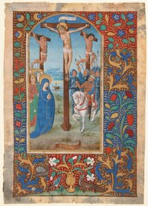 Hoja de manuscrito con la crucifixión, de un libro de horas, último cuarto del siglo XV de Unbekannt