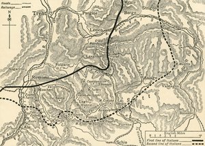 Mapa que ilustra el ataque austriaco en el Trentino, mayo de 1916, c. 1920 de Unbekannt