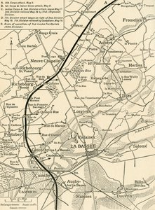 Mapa que ilustra las Operaciones del Primer Ejército..., Primera Guerra Mundial, 1915, c1920 de Unbekannt