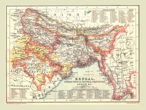 Mapa de Bengala, las provincias del noroeste y central, y Assam, 1902 de Unbekannt