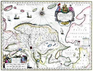 Mapa de Groningen, Países Bajos, siglo XVII
