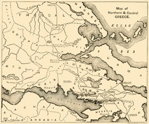 Mapa del norte y centro de Grecia, 1890 de Unbekannt