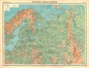 Mapa del norte de Rusia y Finlandia