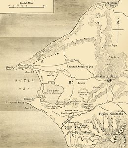 Mapa de la Bahía de Suvla, península de Gallipoli, Primera Guerra Mundial, 1915, c1920 de Unbekannt