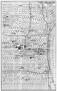 Mapa del centro de Filadelfia, Pensilvania, EE.UU., c1930s de Unbekannt