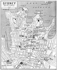 Mapa del centro de Sídney, Nueva Gales del Sur, Australia, c1924 de Unbekannt