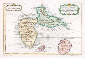Mapa de la isla caribeña de Guadalupe, c1764 de Unbekannt