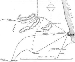 Mapa de los Alrededores de Suakim, c1885 de Unbekannt