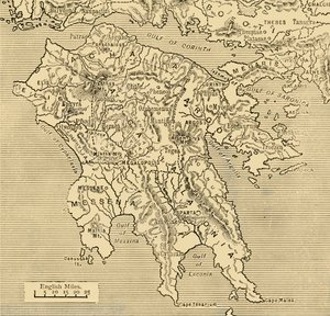 Mapa del Peloponeso, 1890 de Unbekannt