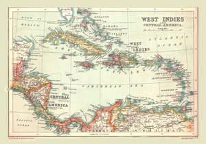 Mapa de las Indias Occidentales y América Central, 1902 de Unbekannt
