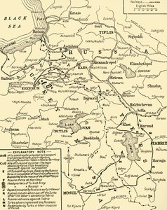 Mapa de la frontera entre Rusia y Turquía, Primera Guerra Mundial, c1920 de Unbekannt