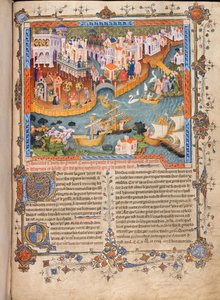 La partida de Marco Polo de Venecia en 1271, de los Viajes de Marco Polo, ca 1400 de Unbekannt