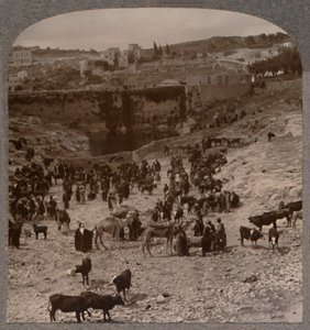 Día de mercado en el estanque de Gihon, c. 1900 de Unbekannt